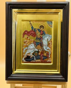 Икона » Георгий Победоносец. Чудо о змие» в киоте Образец 25 Кострома